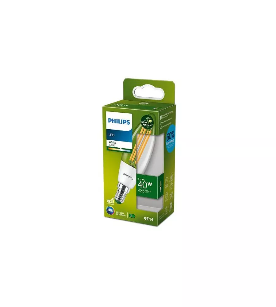 LAMPADINA LED PHILIPS OLIVA E LUSTRE 2,3W 3000K, E14
